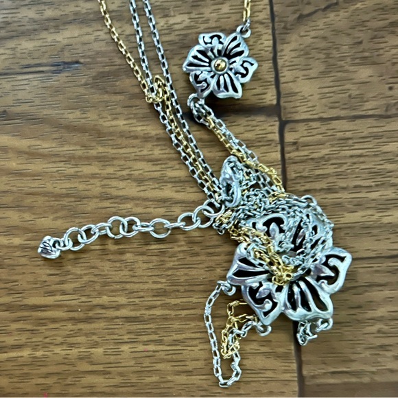 Brighton • Shadow Garden • Flower • Gold/Silver • Triple Strand Chain • Necklace - Picture 16 of 16